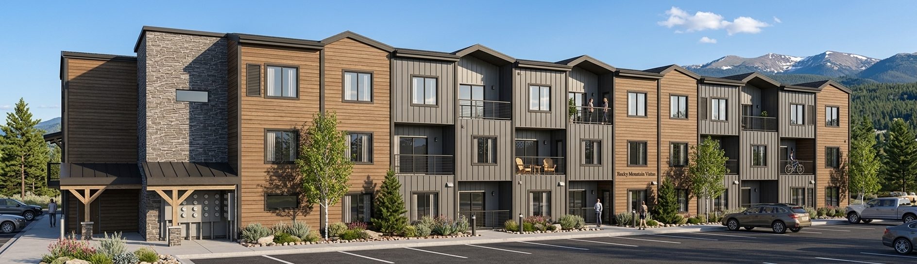 Vederra modular building exterior — south corner